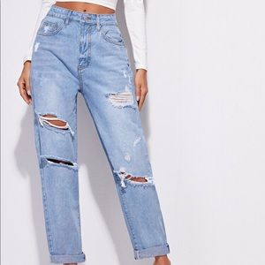 Forever 21 Light Blue Ripped Boyfriend Jeans